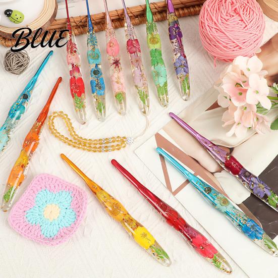 Decorative Crochet Needle Resin Hook for Beginners Crocheting Lovers 2.0mm-8.0mm Ergonomic Smooth Surface with Long Floral Handle Blankets,
