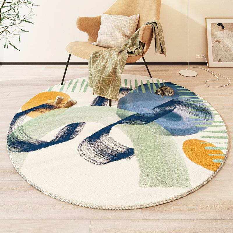 Modern Style Round Living Room Carpet Children's Room Bedroom Crawling Mat Warm Bed Blanket Thick Washable Mat