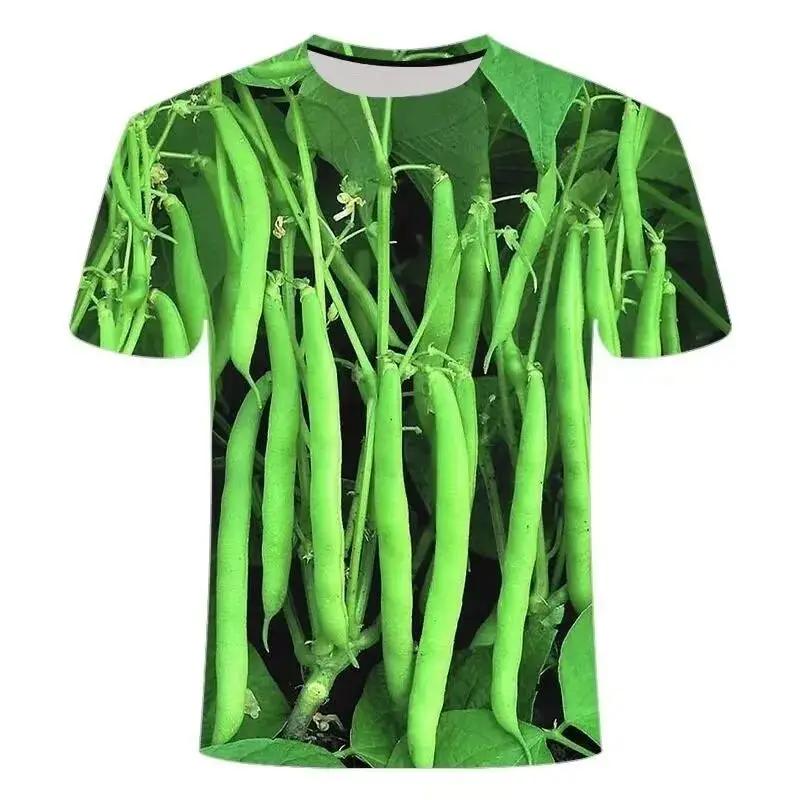 

Літні чоловічі модні креативні повсякденні модні 3d-друковані 3d-друковані моделі з короткими рукавами та фруктами та овочами, вільні індивідуальні топи з круглим вирізом L