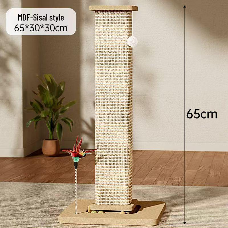 Large Vertical Cat Tree with Integrated Shelf, Sisal Scratching Post, and Bed - Universal for All Seasons