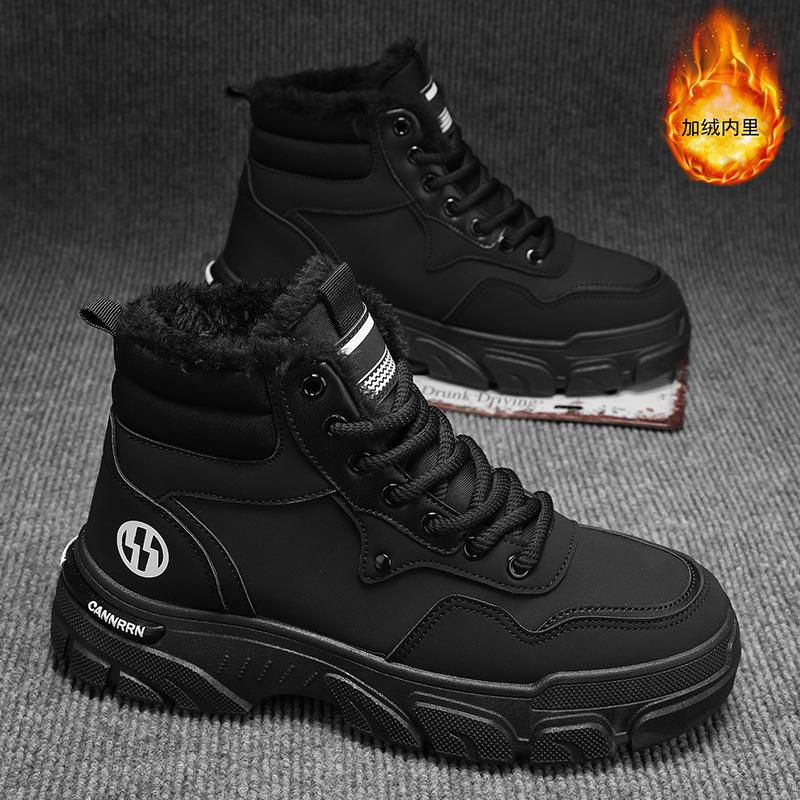 

Зимние бархатные ботинки Мартин на высокой платформе, мужские трендовые универсальные ретро рабочие ботинки на толстой подошве, утепленные теплые хлопковые ботинки, короткие ботинки 44