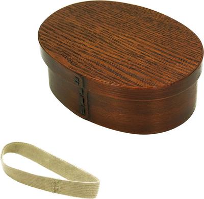 Osaka Choseido Magewappa Bento Box, Oval, Single Tier, Divided, Lunch Band, Bonus Included, Large, 600cc, Beige Band