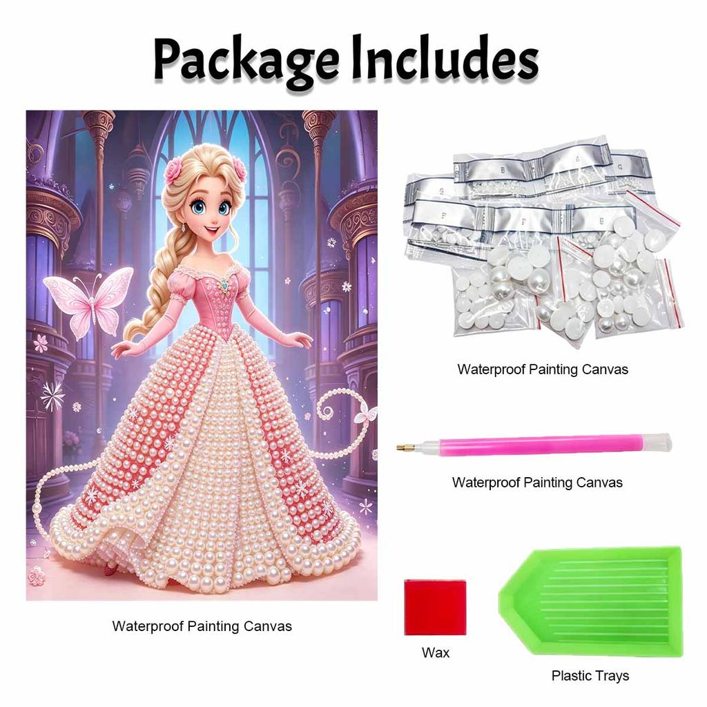 Disney Princess Pearl Painting Kit Handmade DIY Home Decoration Painting Elegant Dress Butterfly Motif Wall Art Craft Supplies