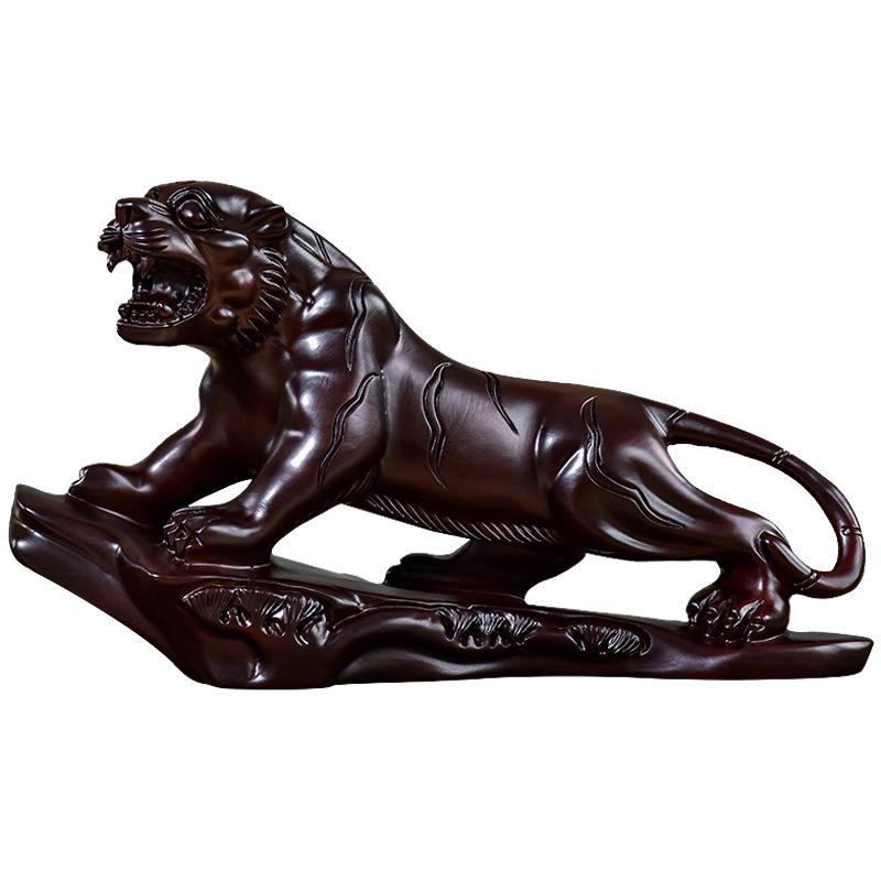 Ebony Zodiac Animal Statues - Hand-Carved Wooden Ornaments 