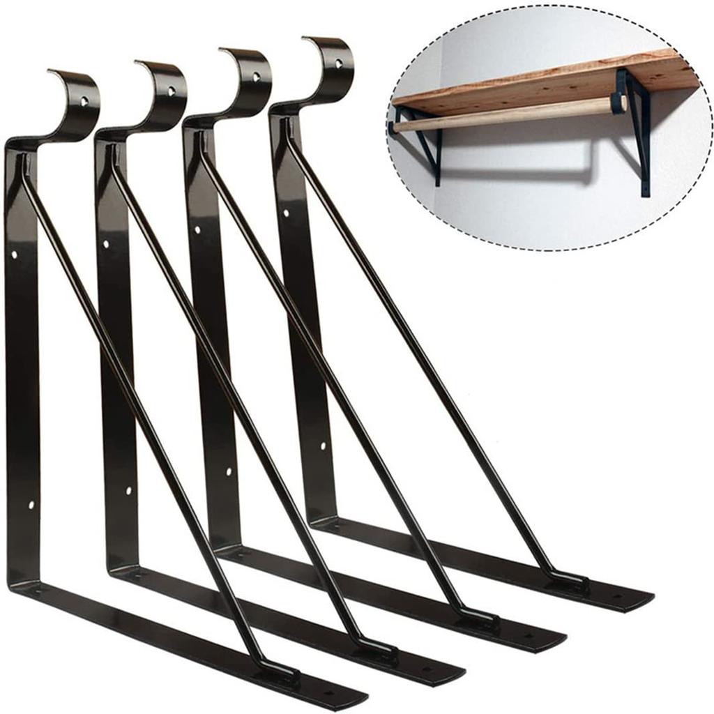 KKlewu Wandhalterung Haken, 275*275mm, Eisen, Antike Stil Regalhalterungen (4, Schwarz)