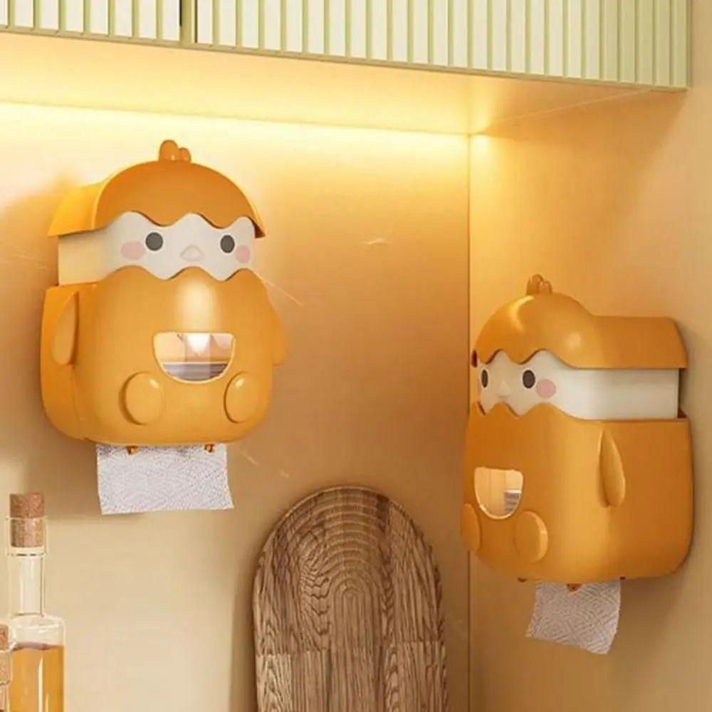 Chick Shape Wall Mounted Tissue Holder Cartoon Toilet Paper Container  Garbage Bag