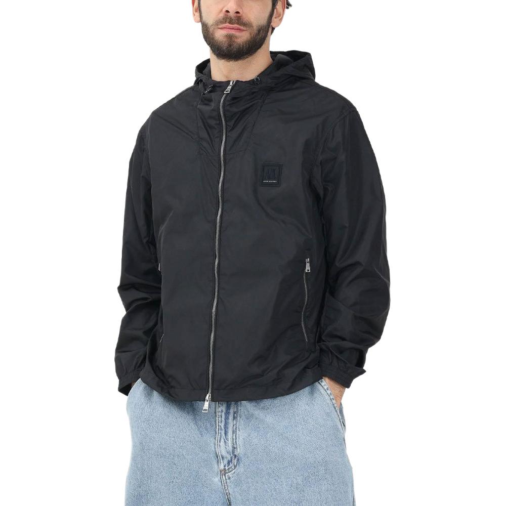 Armani Exchange Fitted Hooded Double Zipper Long Sleeve Jacket Men Jacket Black XM000342-AF12285-UC001
