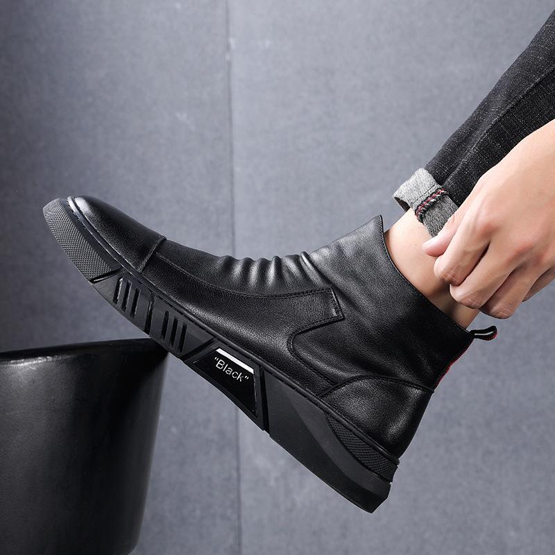 Boots In Autumn and Winter with Thick Fleece and Warm Midsole Men's British and British Short Boots Men's Shoes for Warmth and Cold Resistance