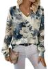 V-Neck Eyelet Print Sweater - Style HS-LY52