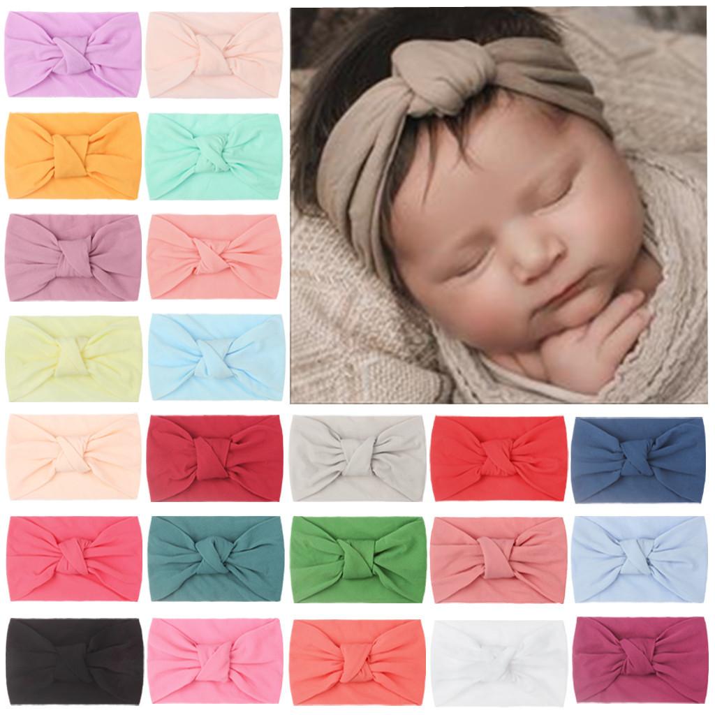 Unisex dětská čelenka s uzlem/Nylonový turban 13-24 měsíců Elastická omyvatelná ekologická pomůcka pro kojence a batolata