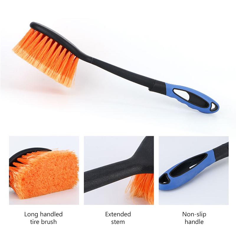 SEAMETAL Car Tyre Rim Cleaning Brush Non-slip Long-handle Brush Car / Bike Wheel Hub Cleaning Washing Tools