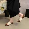 Slope Heel Sandals Women's New Retro Niche Fairy One-word Drag Square Head Thick-soled Slippers