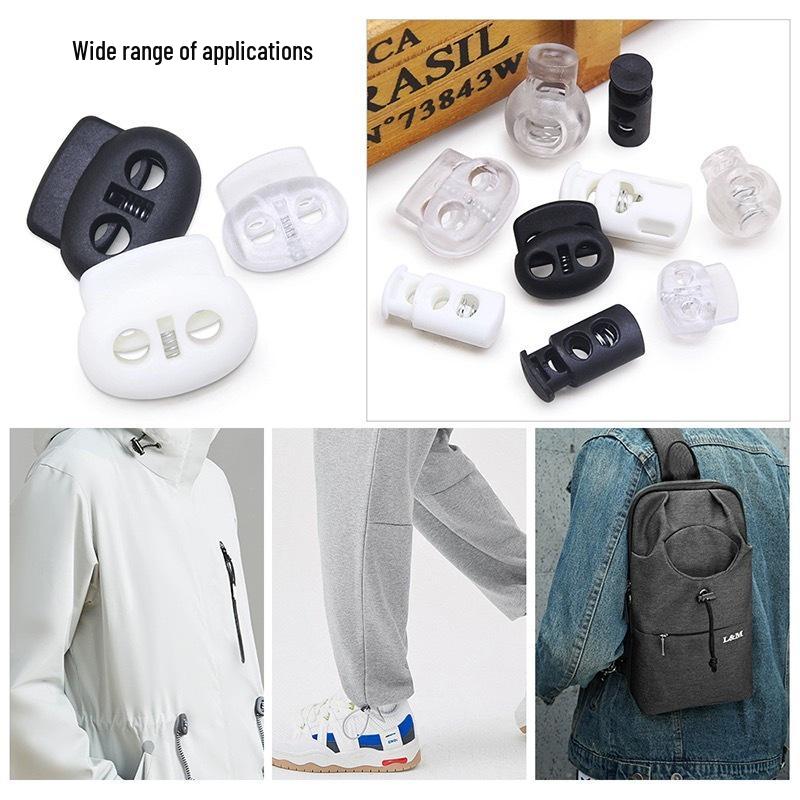 Round Spring Press-Adjustable Double Hole Cord Lock Drawstring Adjuster.