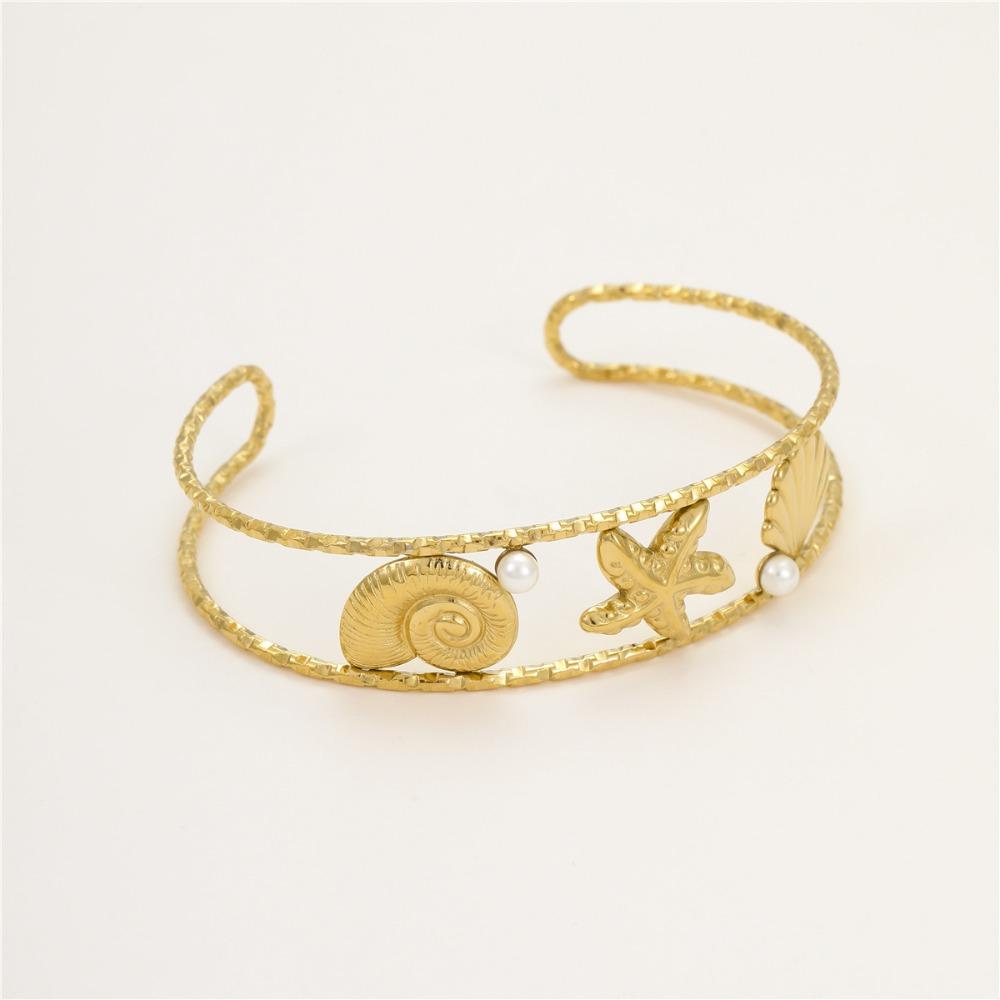 Ocean Series Open Wrist Jewelry Golden Summer Beach Bangle  Gifts for Women Girl