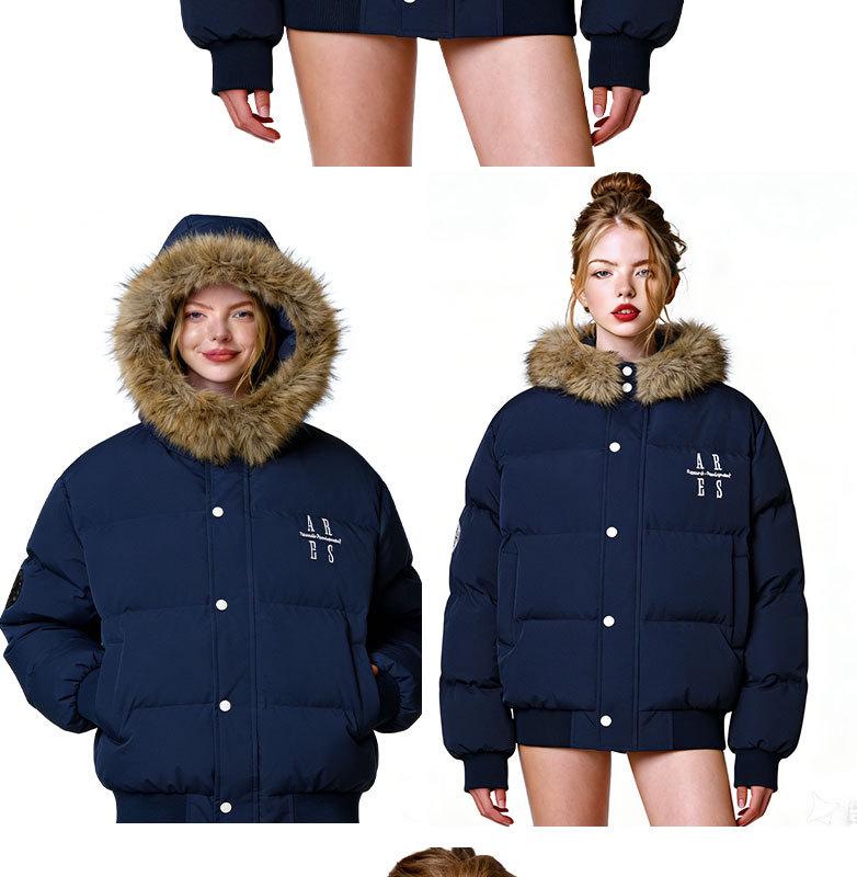 ARES Retro Embroidered Men's Winter Coat with Detachable Fur Collar