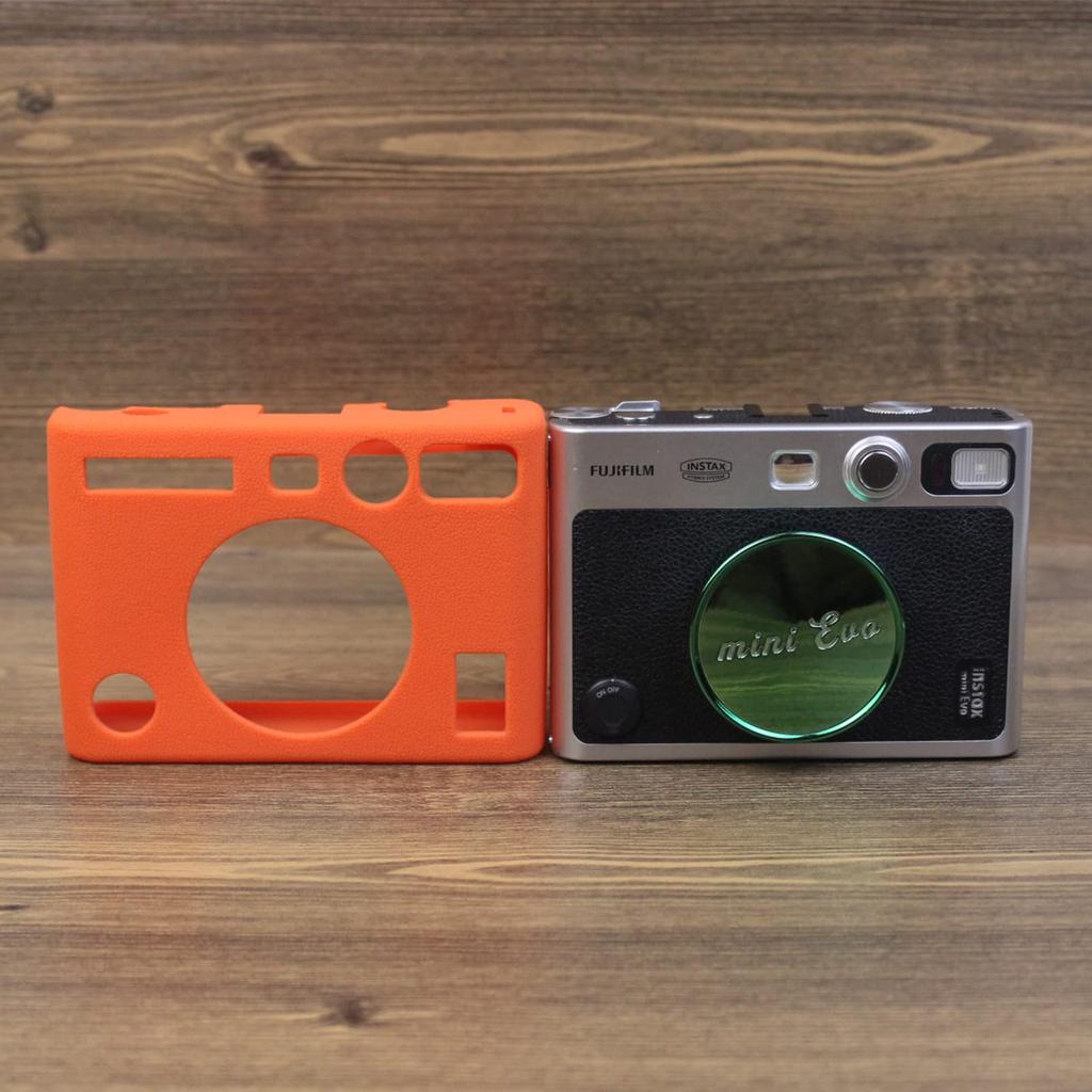 HIYQIN Instax Mini Evo Case, Silicone Travel Case, Shockproof, Protective Cover for Fujifilm Instax Mini Evo (Orange)
