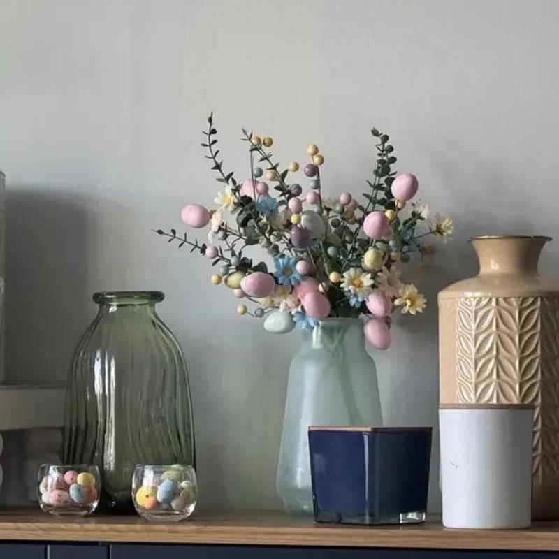 1-10PCS Easter Artificial Flower Arrangement Eggs and Berries Spring Table Decor for Holiday Dining Room and Farmhouse Decor