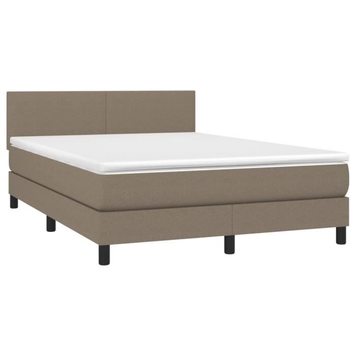 VidaXL Lit à sommier tapissier avec matelas Taupe 140x190 cm Tissu 3139893
