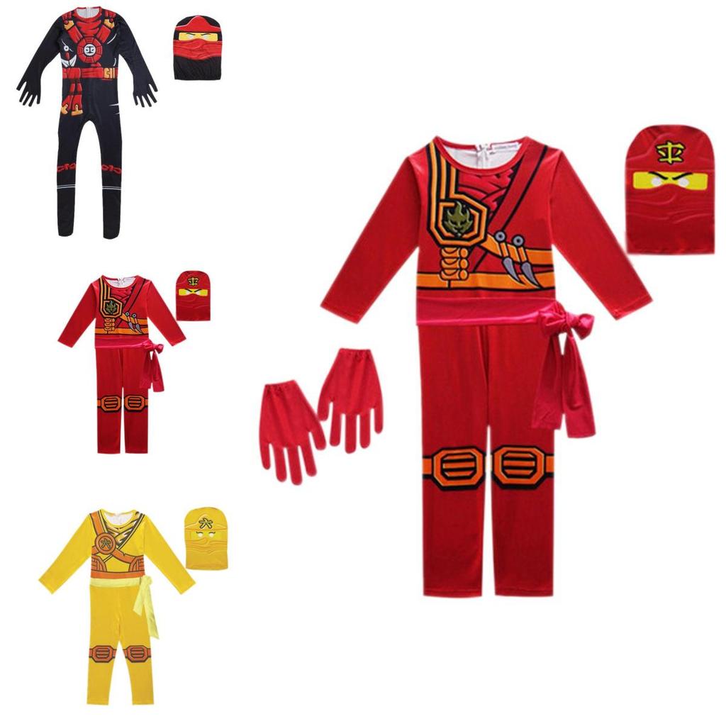 Cool Ninjago Inspired Kids Cosplay Party Clothes Set With Glove Hat And Jumpsuit