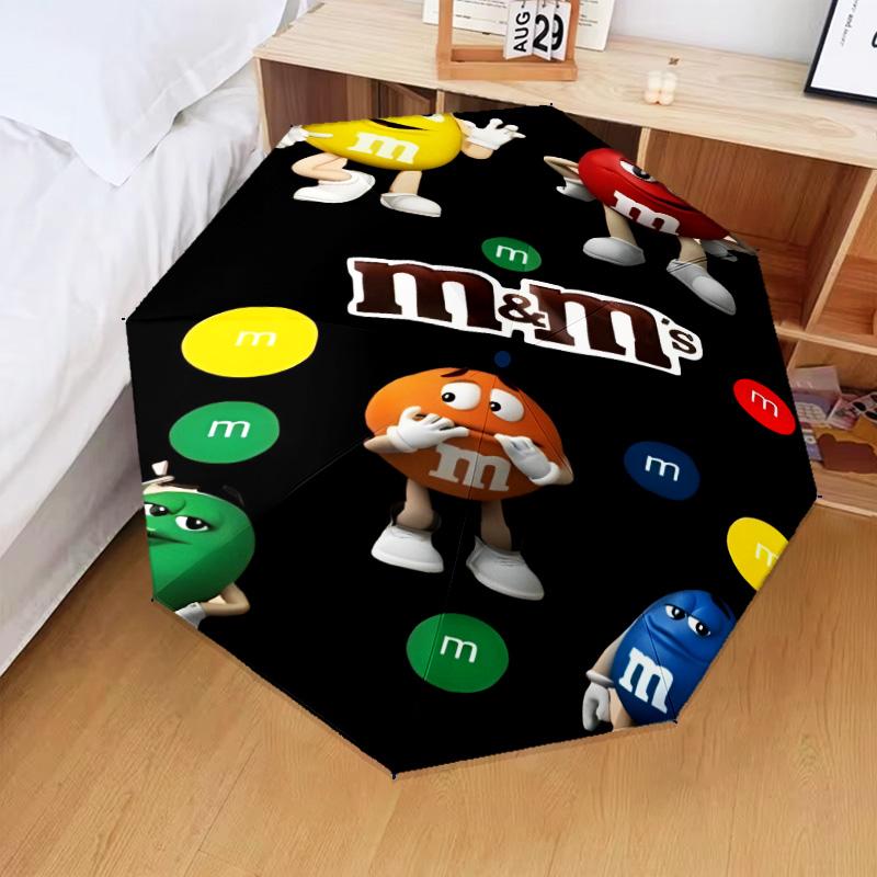 1PC M Chocolate chips Automatic Folding Umbrella 8-Rib Travel Umbrella with Auto Portable Case, Ideal Gift for Birthdays