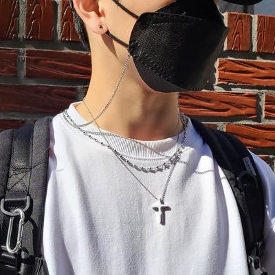 Glory_Arden Surgical Steel Cross Pendant Long Necklace