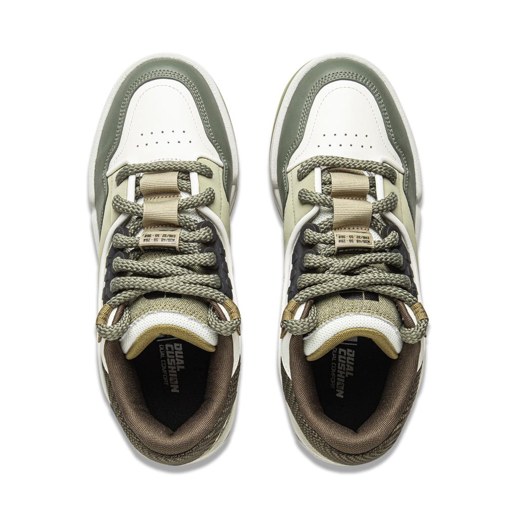 Li Ning 001 BTC Slip Resistant, Abrasion Resistant, Lightweight Low Top Skateboard Shoes Men's White Green AGCV383-4