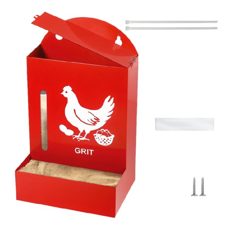 

Weatherproof Poultry Grit Feeders Professional Tall Chicken Grit Container for Precise Distribution Of Oysters Shells красный