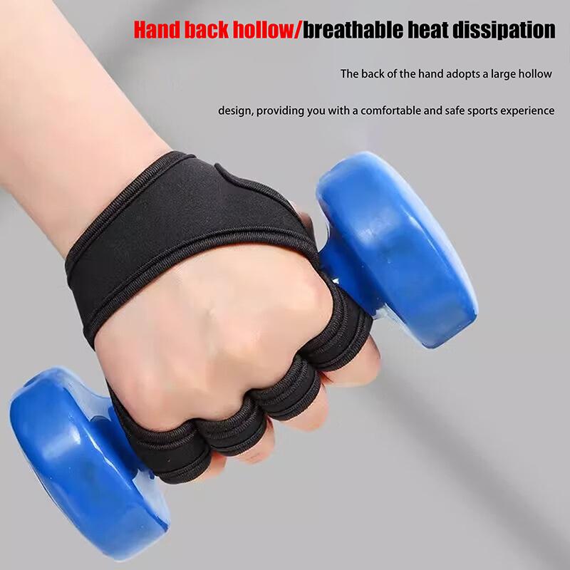 1Pair Hand Wrist Palm Protector Gloves Gym Fitness Heavy Glove Gloves Half Non-Slip Wrist Finger Weightlifting Sport Support