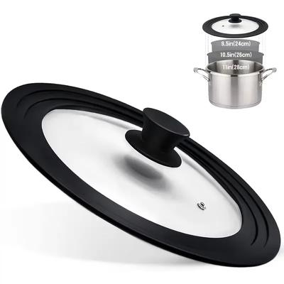 24-26-28cm Silicone Glass Covers Pans Skillets Multifunctional Adaptable Lids Stove Round Protector Caps Kitchen Accessories
