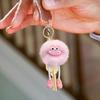 Plush Ball Keychain with Cartoon Face and Flexible Legs Soft Faux Fur Bag Pendant for Backpack Car Keys Accessories