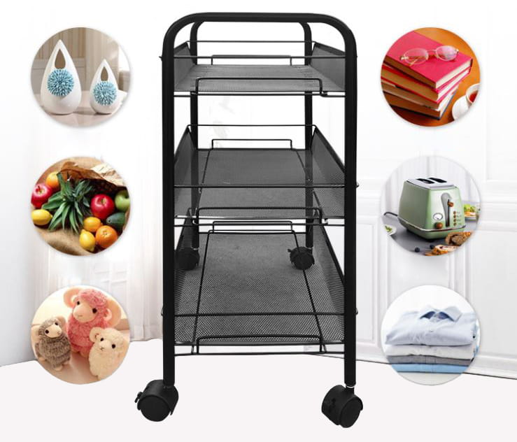 Mobile kitchen shelf on wheels - 3 shelves