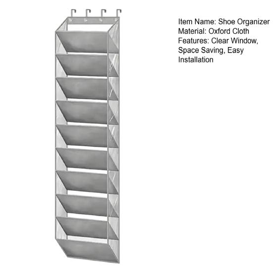 10 Tier Clear Over the Door Shoe Organizer 10 Large Deep Pockets Fit 20