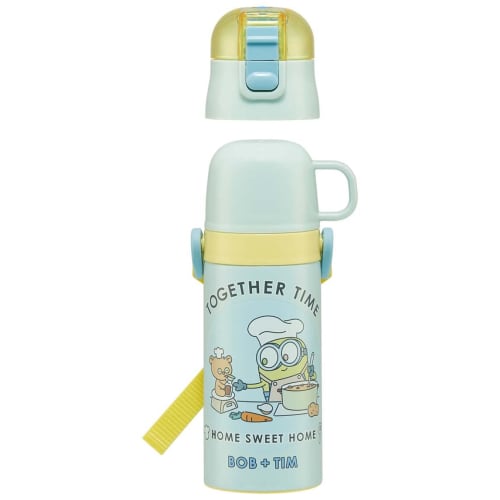 Skater Children's Water Bottle, 2-Way, 420ml (Direct Drinking) or 350ml (Cup Drinking), Minion Design 23, for Boys and Girls, Small Capacity, Stainles