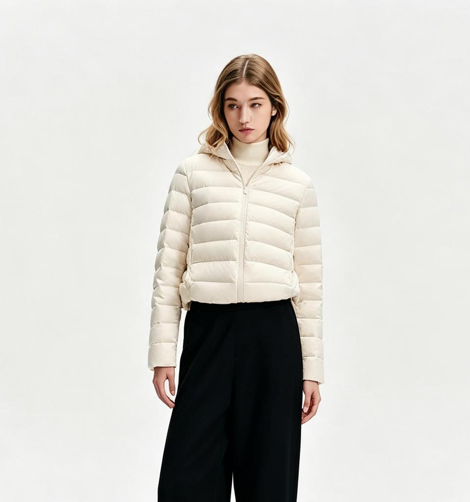 European down cotton clothes women's new short light and thin warm slim fashion jacket hooded