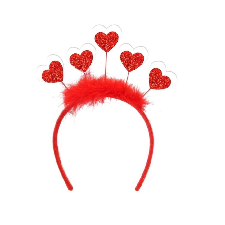 Opaska walentynkowa dla kobiet i mężczyzn Błyszcząca opaska z sercem Walentynki Akcesoria na przyjęcie urodzinowe na festiwal