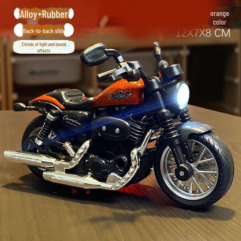 1:12 Handmade Police Motorcycle Model Toy - Pull Back Alloy Ornaments for Kids