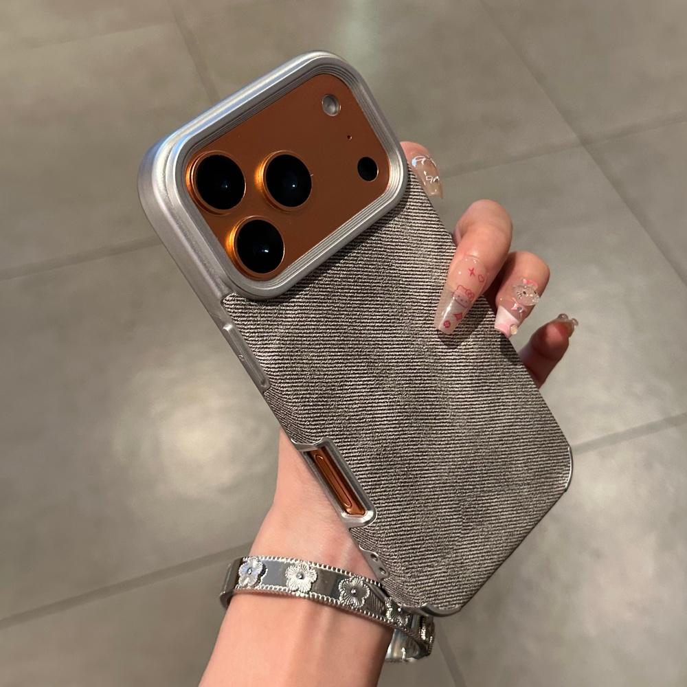 Luxury Jeans Fabric Soft Plating Case for iPhone 17 Air 16 15 14 Plus 13 12 11 Pro Max Shockproof Bumper Fabric  Cover Capa