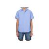 Polo Solid Color Polo Collar Logo Button Short Sleeve Shirt Men Shirts Blue 710816449-018