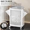 Bathroom Organizer Hollow Out Laundry Basket with Wheels Laundry Hamper Large Capacity Dirty Clothes Basket