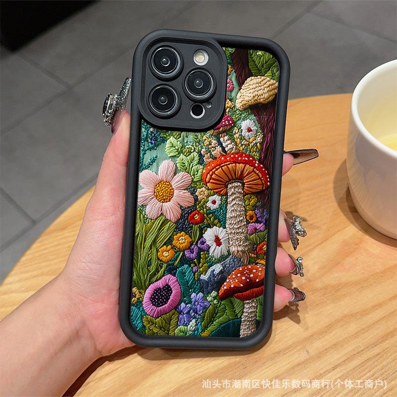 Full screen cute flower iPhone15/16promax mobile phone case 13/12mini Apple 11 anti-drop and dustproof 14
