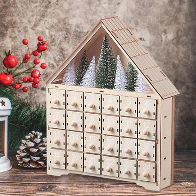 24 Day Advent Calendar Decorated Wooden Advent Calendar Decoration 24 Days Christmas Wooden Advent Calendar for Coffee Table