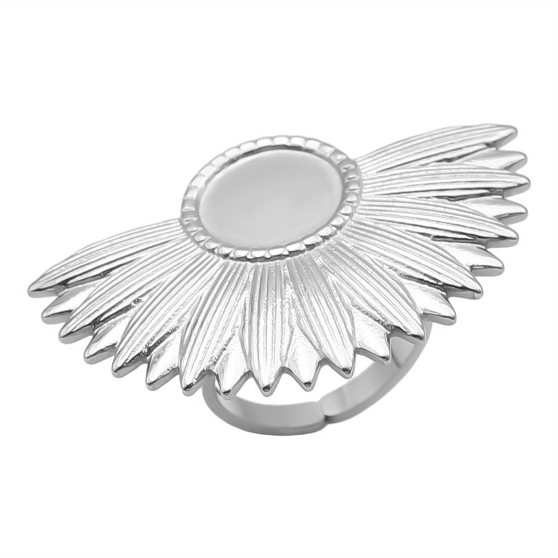 Geometria Semplice Moda Acciaio Inossidabile Anelli Aperti Per Donne Uomini Accessori Colore Argento Cuore Sole Rotondo Base Vuota Fai da Te Anillos