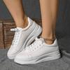 Foreign Trade Large Size White Shoes Women's 2025 Spring and Autumn New Leather Surface Platform Casual Sports Shoes Versatile Fashion Board Shoes