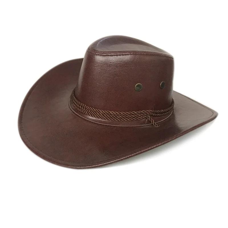 Pánský kovbojský klobouk s vintage filcem a širokým kbelíkem, umělá kůže, pro oblečení, doplňky, dekorace, potřeby