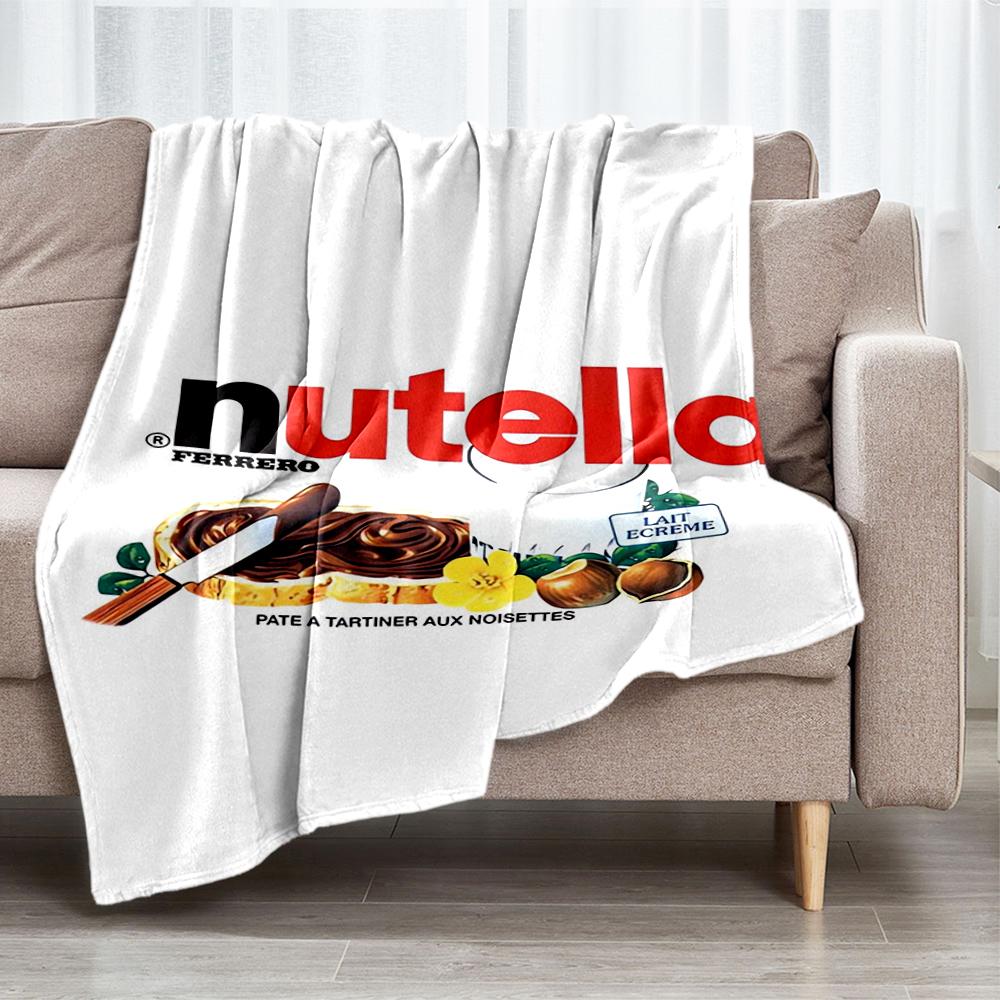 Coperta stampata a tema Nutella - Perfetta per divano, letto, viaggi e uso all'aperto | Lavabile in lavatrice, accogliente e resistente.