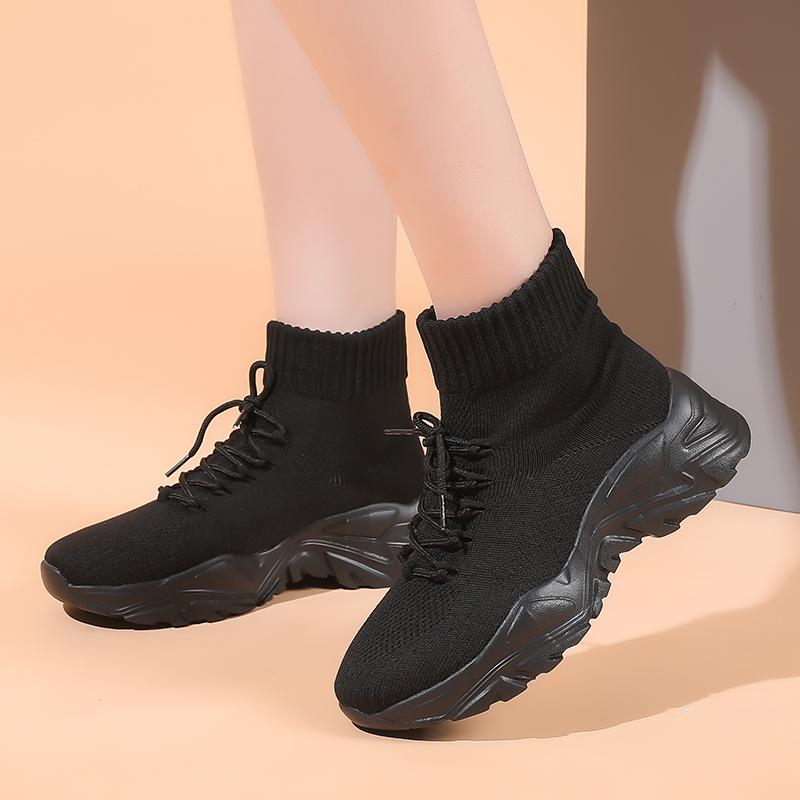 Sexy Sock Boots Knitting Stretch Boots Warm High Heels For Women Fashion Knee High Boots Spring Autumn Women Booties Female