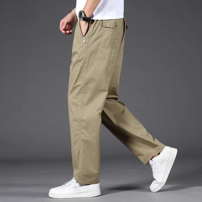 

Штани карго Чоловічий вільний прямий одяг великого розміру Однотонний сірий універсальний робочий одяг Чорні джоггери Чоловічі бавовняні повсякденні штани 6XL чорний