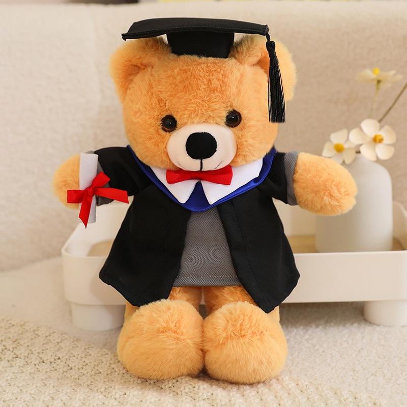 Cute bow tie graduation doctor bear doll plush toy bachelor bear doll student graduation commemorative gift