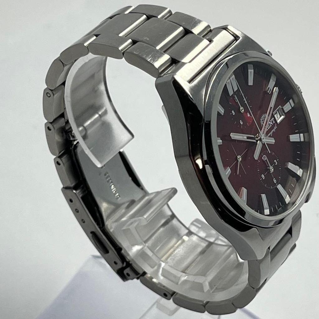 Used Very Good Condition Orient Chronograph Watch Bordeaux Dial Windshield New Y2K
