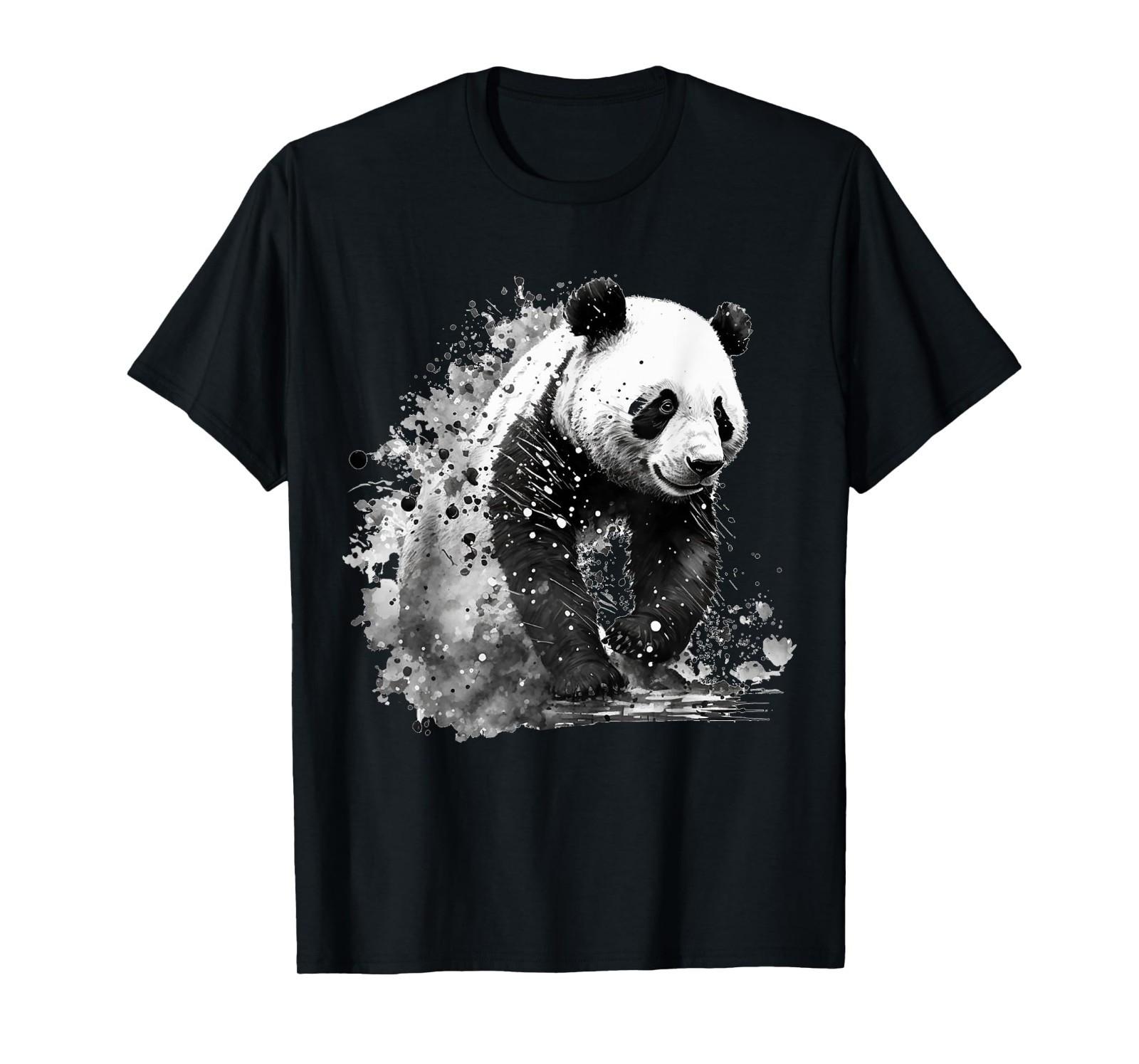 Panda Drawing Animal Print Art Animal Lovers Panda T-Shirt Mens Womens Tees Top 2XL
